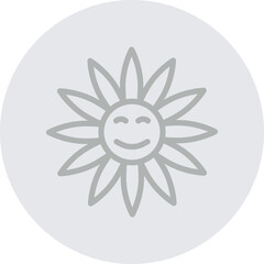 Happy Sunflower Vector Line Grey Circle Grey