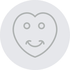 Fototapeta premium Smiling Heart Vector Line Grey Circle Grey