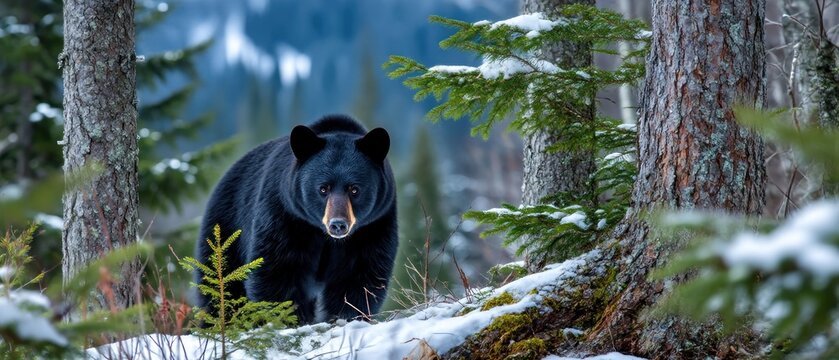 Black bear in snowy forest (5)