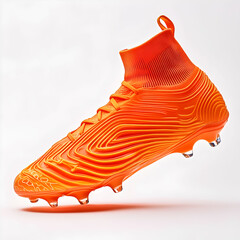 A vibrant orange soccer cleat with a dynamic design featuring a textured upper for enhanced ball control displayed on a white background