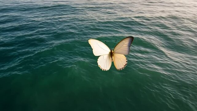 White butterfly above water