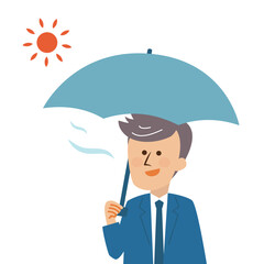 熱中症対策　日傘をさす男性　イラスト素材