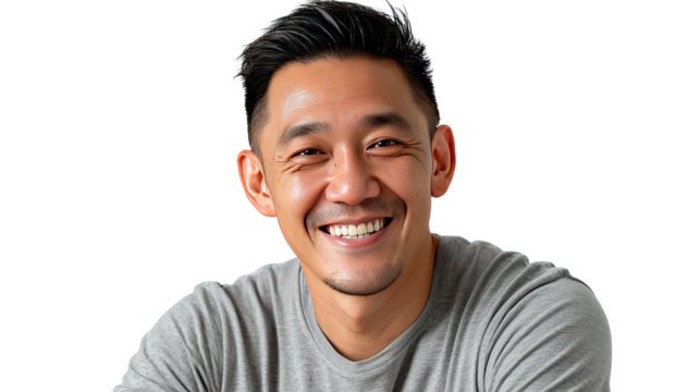 Radiant Confidence: Portrait of a man radiating joy with a dazzling, genuine smile, exuding charm and approachability.