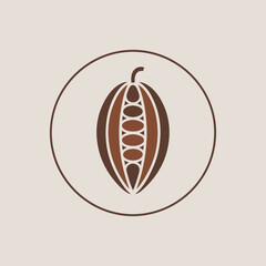 Cocoa Bean Pod Brown Tones Circular Icon Graphic cacao