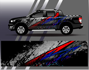 Car wrap design vector. Graphic abstract stripe racing background designs for vehicle, rally, race, adventure and car racing livery