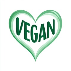 Green Heart Vegan Design Representing Ethical and Plant-Based Lifestyle Choices