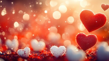 Obraz premium Romantic hearts in warm light
