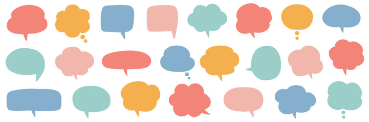 シンプルな吹き出しのベクターイラストセット。ふきだし、フレーム、おしゃれ、ゆるい