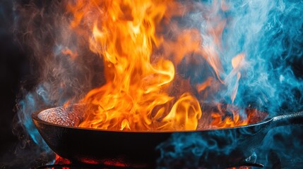 Cooking flames and smoke