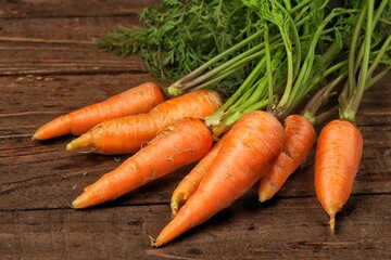 Wortel. Carrots are biennial plants in the umbellifer family, Apiaceae.