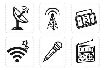 radio icons set