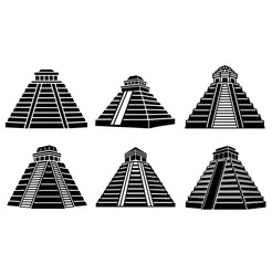 Set Of Mexican Mayan Pyramid  vector illustration