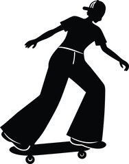 Vintage skateboarder vector - Baggy pants, small wheels 90s style, EPS JPEG PNG