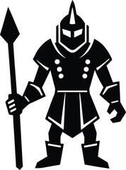 Castle guard silhouette vector - Medieval knight sentry outline, EPS JPEG PNG