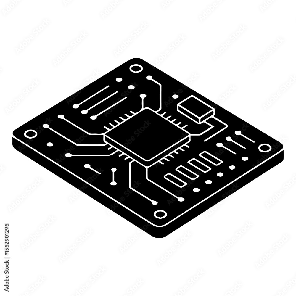 Poster computer chip processor technology motherboard circuit board hardware electronics microchip tech dia