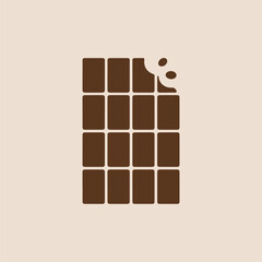 Brown Chocolate Bar Icon Partially Eaten Pieces symbol