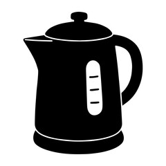 Electric kettle black vector illustration appliance kitchen hot water boiler for tea coffee maker