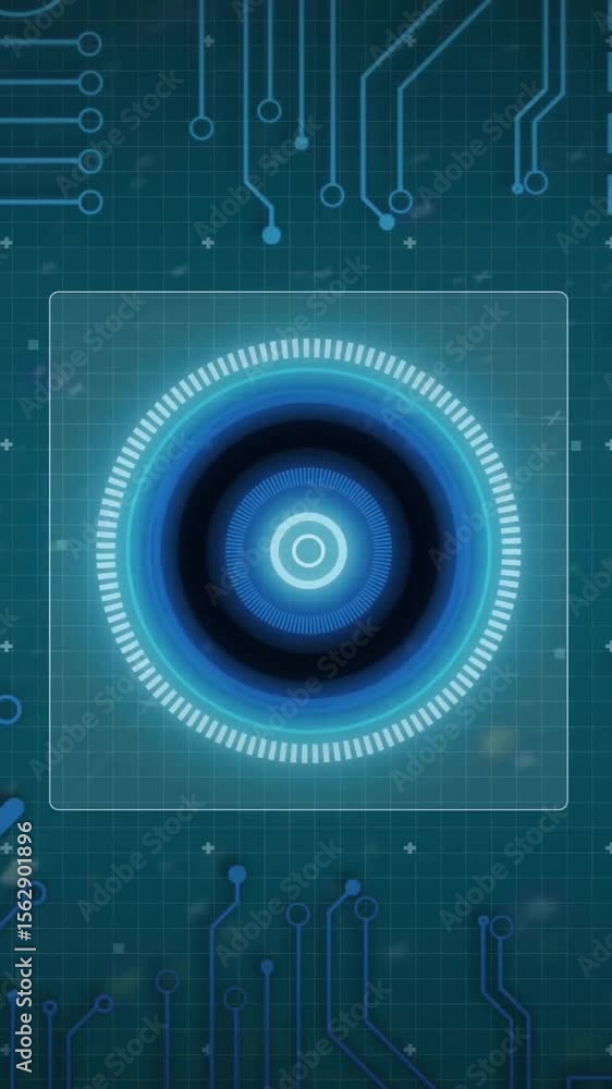 Poster animation of digital data processing over computer circuit board
