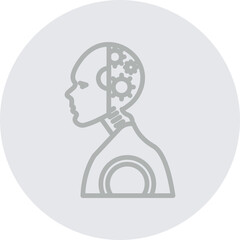 AI Brain Vector Line Grey Circle Grey