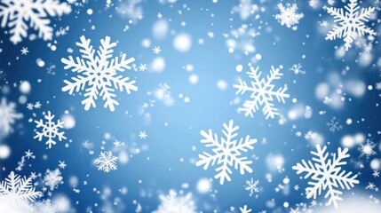 Winter snowfall background with delicate snowflakes.