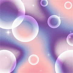 Bubblegum Pink Gradient Background with Flowing Bubbles and Glitters