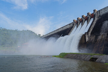 The dam is releasing water from the dam via Springway.