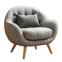 Gray armchair isolated on transparent background