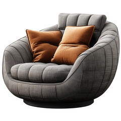 Gray armchair isolated on transparent background