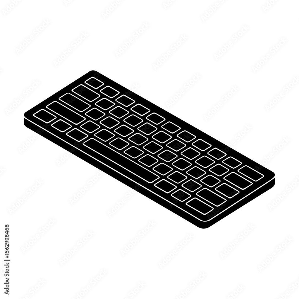 Fototapete Isometric keyboard vector illustration black and white computer peripheral device input technology typing tool