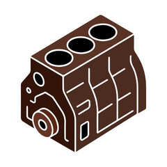 Isolated engine block automotive part illustration for vehicle repair and maintenance service needs