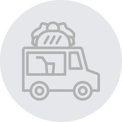 Taco Truck Vector Line Grey Circle Grey