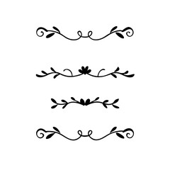 Text dividers doodle set.Wedding decorative elements. ornament, borders, floral, vintage line separators. Hand drawn vector illustration isolated on white background. Set page dividers.
