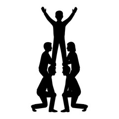 Silhouette team pyramid teamwork success leadership achievement collaboration support group effort goal reached