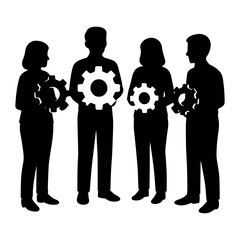 Teamwork collaboration gear mechanism business strategy and innovation for success and engineering design