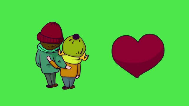 Cartoon character icon video animation green screen. 
