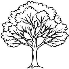 Obraz premium Fall tree outline coloring book page line art illustration 