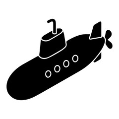 Submarine Isometric view Silhouette vector illustration black and white underwater boat naval vessel military transport isolated icon