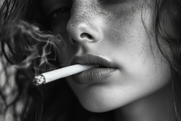 Obraz premium Close-up of a person refusing to smoke a cigarette, Generative AI