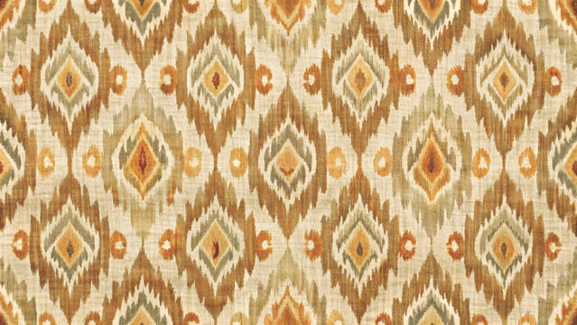 Rustic Adras Ikat Fabric Pattern Seamless Fabric Design Background