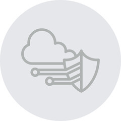 Cybersecurity Shield Vector Line Grey Circle Grey