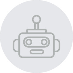 AI Robot Head Vector Line Grey Circle Grey