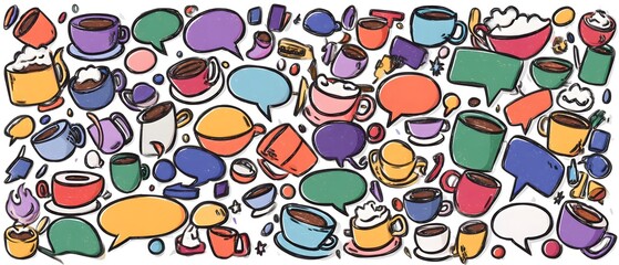 Many Colorful Cartoon Speech Bubbles Communication