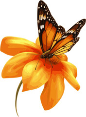 Butterfly perched on flower vector illustration