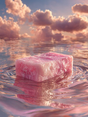 Beautiful Bar of Soap on Water with Ripples / Minimal Spa Aesthetic