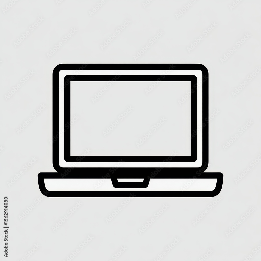 Fototapete laptop sketch icon symbol flat style. tech and digital in plain background