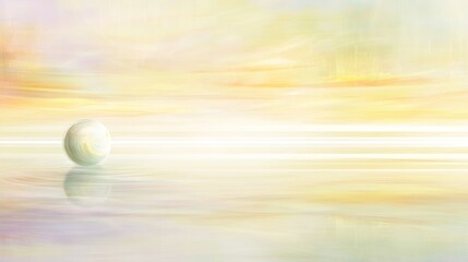 Serene Orb: Abstract Pastel Landscape with Reflective Sphere