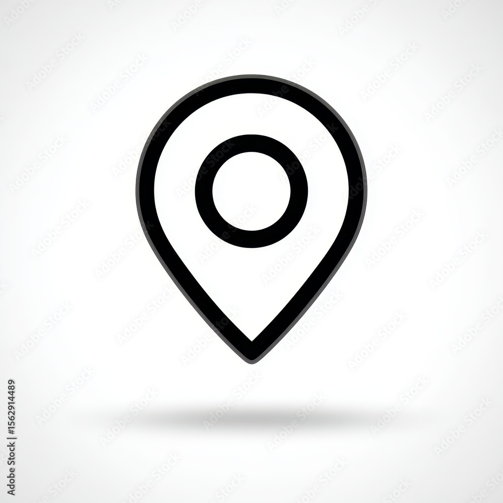 Aufkleber location pin pointing a specific place; background is white; for a map