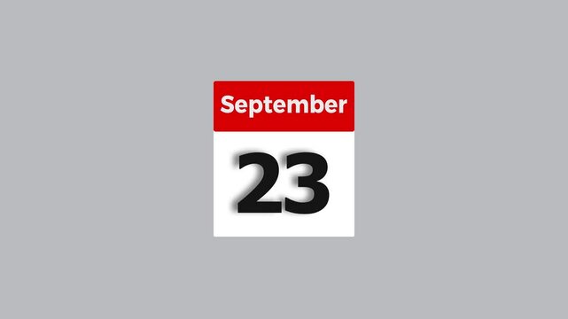 September month 23 date calendar icon animation. Digital September month calendar symbol background 4k animation.