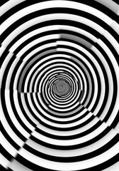 Naklejka premium Hypnotic Black and White Spiral Illusion with Dynamic Motion and Depth