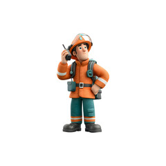 Cartoon Firefighter on Duty: A 3D Rendered Illustration for Safety Awareness